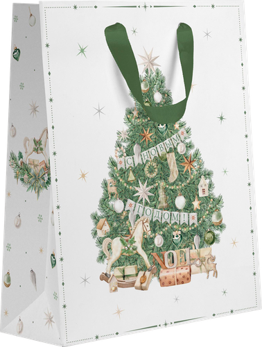 Пакет подарочный CITY HOME TRADE Christmas Woodland 23х18х10см, крупный план
