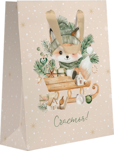 Пакет подарочный CITY HOME TRADE Christmas Woodland 23х18х10см, изображение