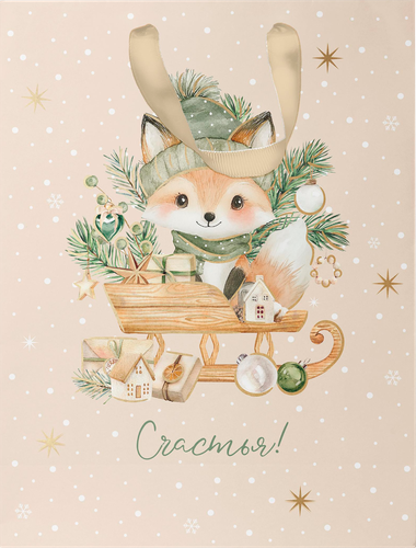 Пакет подарочный CITY HOME TRADE Christmas Woodland 23х18х10см, картинка