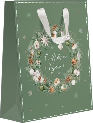 Пакет подарочный CITY HOME TRADE Christmas Woodland 31х26х11см, фотография