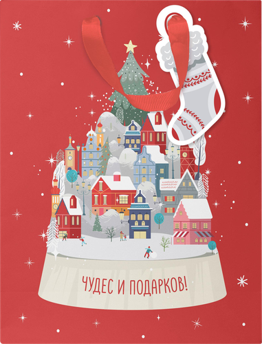 Пакет подарочный CITY HOME TRADE Мишкина клюква 23х18х10см, крупный план