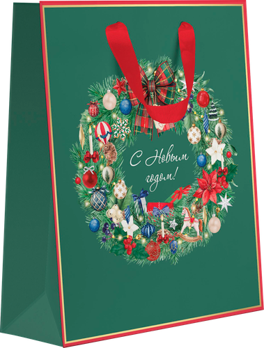 Пакет подарочный CITY HOME TRADE New Years Joy 23х18х10см, эффект, фото