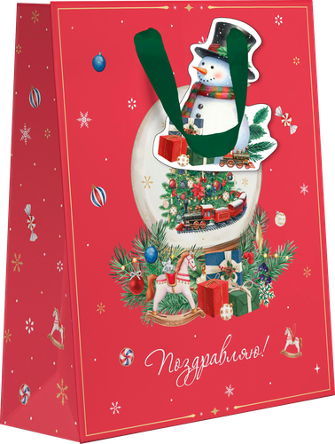 Пакет подарочный CITY HOME TRADE New Years Joy 23х18х10см, фотография