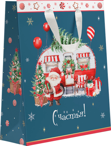 Пакет подарочный CITY HOME TRADE New Years Joy 31х26х11см, эффект, картинка