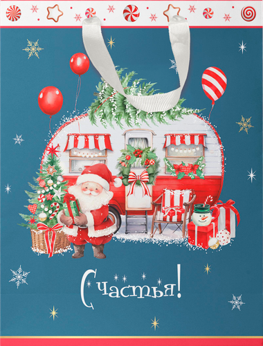 Пакет подарочный CITY HOME TRADE New Years Joy 31х26х11см, эффект, картинка