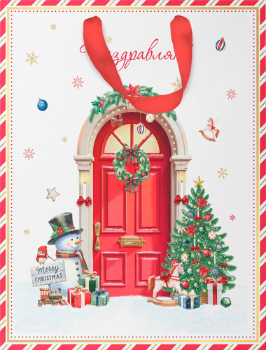 Пакет подарочный CITY HOME TRADE New Years Joy 31х26х11см, эффект, детальное фото