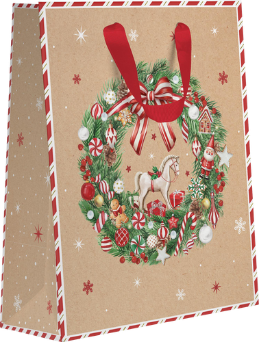 Пакет подарочный CITY HOME TRADE Christmas Kraft 32х26х12см, эффект, изображение
