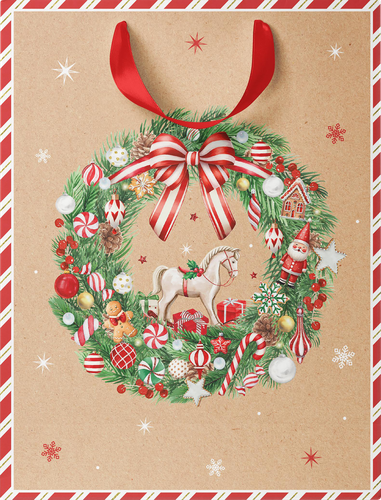 Пакет подарочный CITY HOME TRADE Christmas Kraft 41х31х10см, крупный план