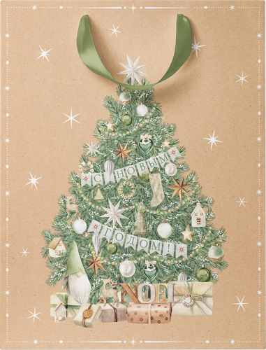 Пакет подарочный CITY HOME TRADE Christmas Kraft 41х31х10см, вид