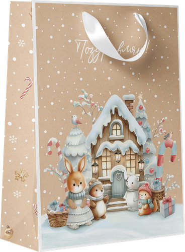 Пакет подарочный CITY HOME TRADE Christmas Kraft 41х31х10см, крупный план
