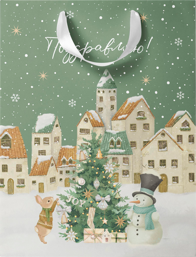 Пакет подарочный CITY HOME TRADE Christmas Woodland 41х31х10см, фотография