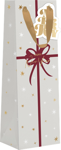 Пакет подарочный CITY HOME TRADE X-Mas Academy под бутылку 38х12х10см, крупный план