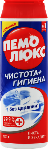 Порошок для чистки ПЕМОЛЮКС Чистота+Гигиена Пихта и эвкалипт, 480г, детальное фото