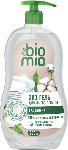 Гель для мытья посуды BIOMIO Эко, без запаха, 900мл, картинка