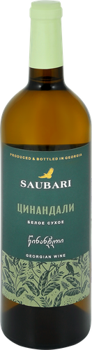 Вино SAUBARI Tsinandali сортовое выдержанное белое сухое, 0.75л, крупный план