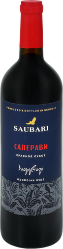 Вино SAUBARI Saperavi сортовое ординарное красное сухое, 0.75л, фото