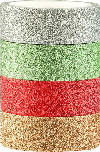Лента клейкая декоративная MESHU Sparkles, 4шт, крупный план