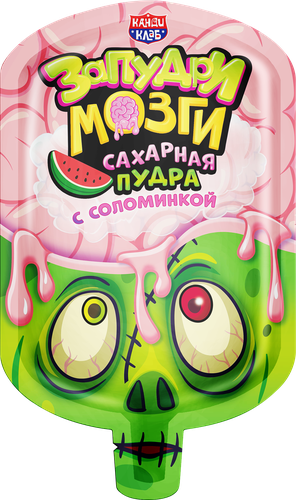 Сахарная пудра КАНДИ КЛАБ Запудри мозги с соломинкой, 12г, вид