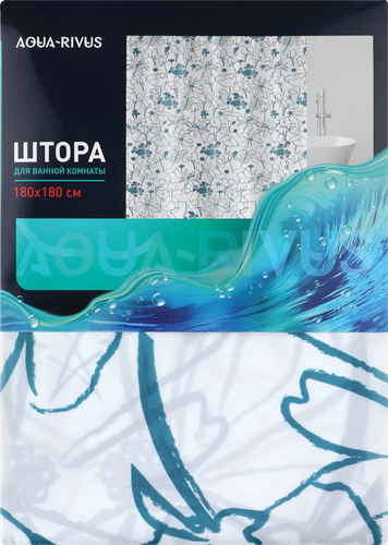 Штора для ванной AQUA-RIVUS Вуаль, 180х180см, бело-синяя, вид