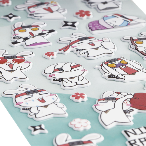 Наклейки объемные MESHU Ninja Rabbit, 10х23см, картинка
