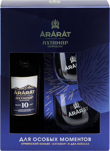 Коньяк АРАРАТ Ахтамар Армянский марочный старый КС 40%, с двумя бокалами, п/у, 0.7, детальное фото