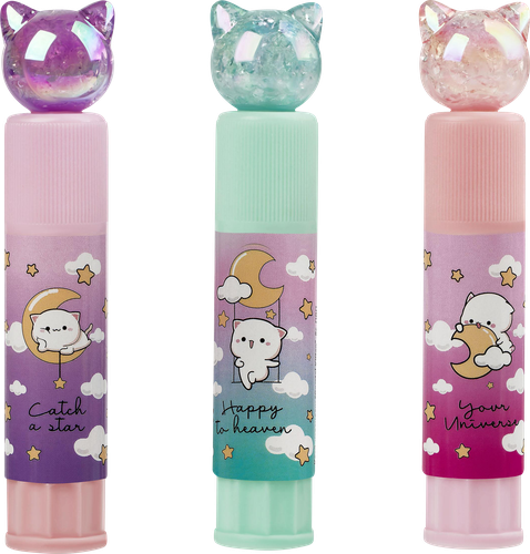 Клей-карандаш MESHU Crystal Kitten с топпером, ПВП, в ассортименте, 8г, фотография