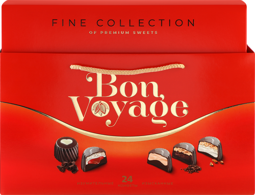 Набор конфет подарочный BON VOYAGE PREMIUM ассорти, красная коробка в сумочке, 370г, изображение