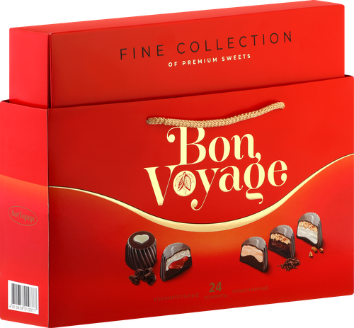 Набор конфет подарочный BON VOYAGE PREMIUM ассорти, красная коробка в сумочке, 370г, детальное фото