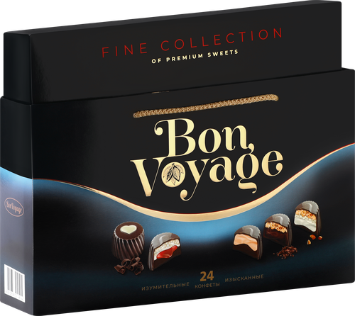 Набор конфет подарочный BON VOYAGE PREMIUM ассорти, синяя коробка в сумочке, 370г, изображение