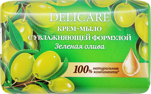 Крем-мыло DELICARE Sensitive care Зеленая олива, увлажнение, 90г, картинка