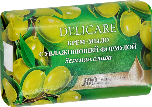 Крем-мыло DELICARE Sensitive care Зеленая олива, увлажнение, 90г, детальное фото