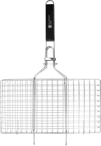 Решетка-гриль PLATINUM CHOICE 22х42(62)х2,5см плоская усиленная со съемной ручкой, нержавеющая сталь со съемной ручкой, Арт. 16120006, фото