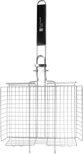 Решетка-гриль PLATINUM CHOICE 24х31(64)х6см объемная усиленная со съемной ручкой, нержавеющая сталь, дерево, Арт. 11100002, картинка