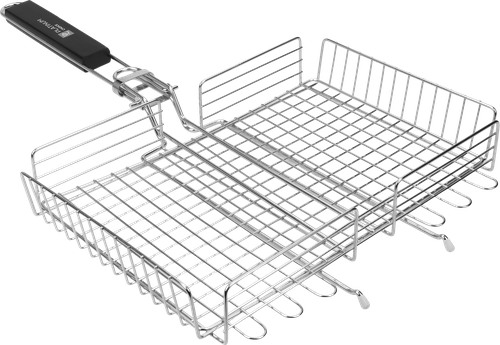 Решетка-гриль PLATINUM CHOICE р. XL объемная усиленная со съемной ручкой, 26х38(63)х5,5см, нержавеющая сталь, дерево, Арт. 11100001, фото