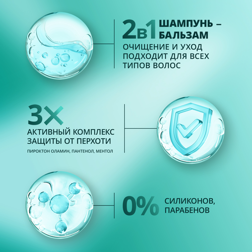 Шампунь-бальзам ШАУМА MEN 2в1 Защита от перхоти, 360мл, изображение