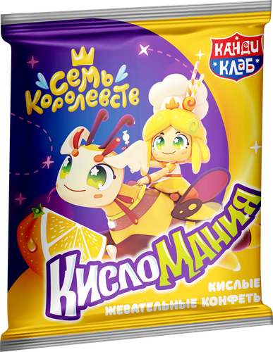 Конфеты жевательные КАНДИ КЛАБ Кисломания Дабл Фрукт со вкусом апельсина и клубники, 14г, картинка