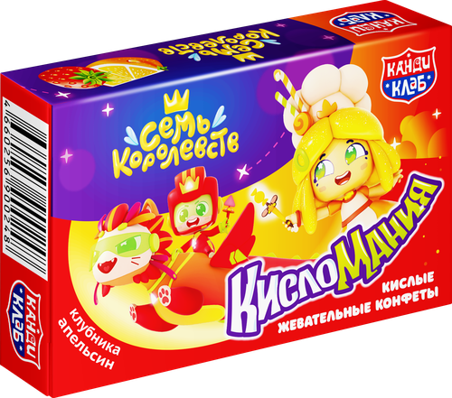 Конфеты жевательные КАНДИ КЛАБ Кисломания Дабл Фрукт со вкусом апельсина и клубники, 14г, фото