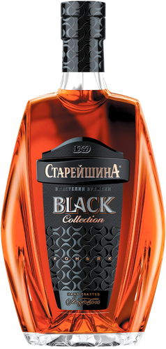 Коньяк СТАРЕЙШИНА Блэк Коллекшн 3 года 40%, 0.5л, крупный план
