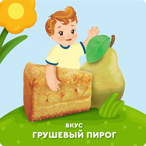 Пюре фруктово-злаковое АГУША Грушевый пирог, со злаками, с 8 месяцев,  80г, фото