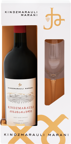 Вино KINDZMARAULI MARANI Оригинал красное полусладкое + бокал, п/у, 0.75л