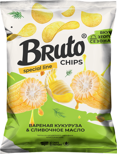 Чипсы картофельные BRUTO Вареная кукуруза со сливочным маслом, 100г, фото