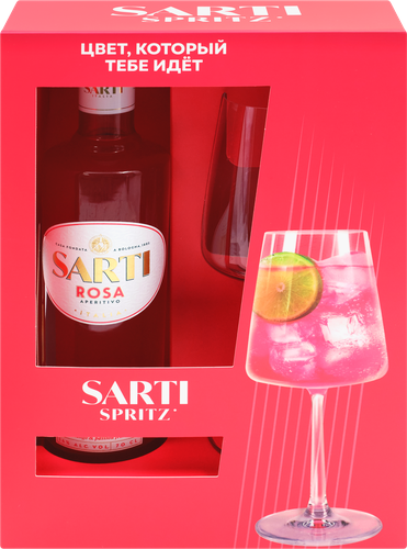 Напиток спиртной SARTI Rosa + бокал, п/у, 0.7л