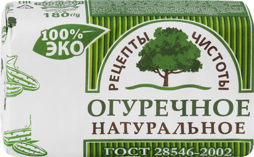 Мыло туалетное РЕЦЕПТЫ ЧИСТОТЫ Огуречное, 180г, детальное фото
