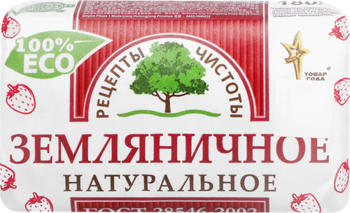 Мыло туалетное РЕЦЕПТЫ ЧИСТОТЫ Земляничное, 180мл, вид
