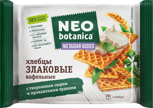 Хлебцы NEO-BOTANICA No sugar added вафельные, злаковые, с творожным сыром и прованскими травами, 75г, фото
