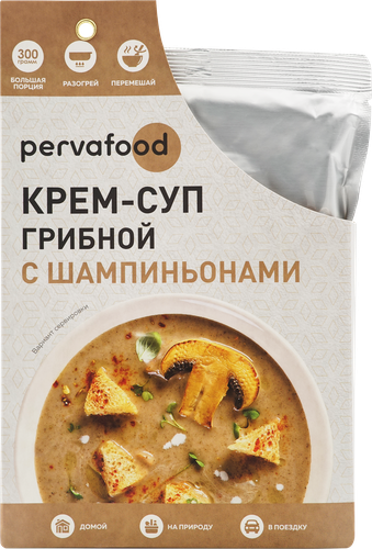 Крем-суп PERVAFOOD Грибной, с шампиньонами, 300г, вид