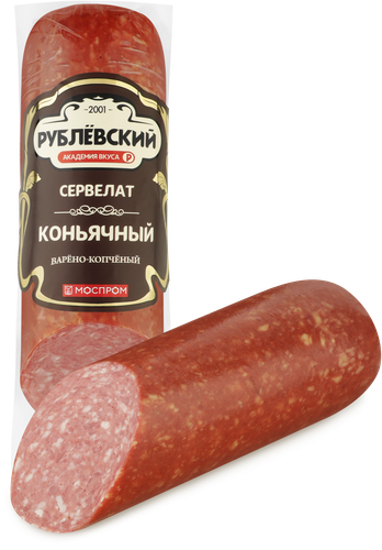Колбаса варено-копченая РУБЛЁВСКИЙ Сервелат Коньячный, 300г, картинка