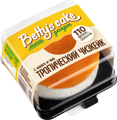 Чизкейк замороженный BETTY'S CAKE Тропический, с манго и семенами чиа, 110г, детальное фото