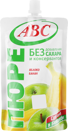 Пюре фруктовое ABC Яблочно-банановое, 200г, вид