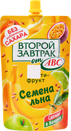 Десерт ВТОРОЙ ЗАВТРАК Мультифруктовый, с семенами льна, 200г, крупный план